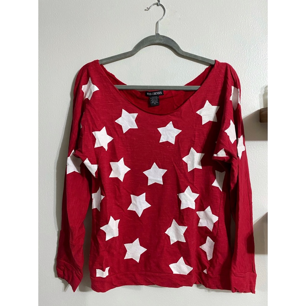 Off the shoulder Long Sleeved Shirt with Stars